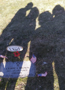 Leslie and her girls visiting Cedric’s gravesite