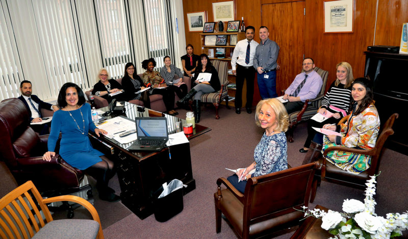 NSSA’s Jason Watson, Director of Community Engagement providing information on Autism, Applied Behavior Analysis, OPWDD and the newly introduced identification cards to Town Of Hempstead Town Clerk Sylvia Cabana and her staff