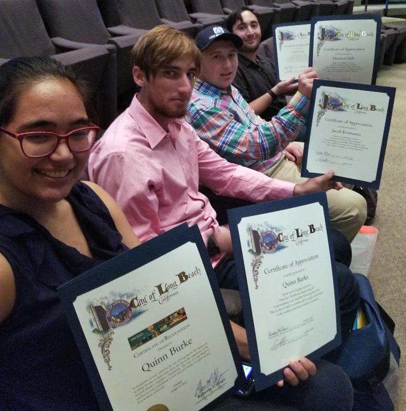 CIP students receive a certificate of accomplishment for participating at the annual Disability Mentoring Month in Long Beach, California City Hall Council Chambers