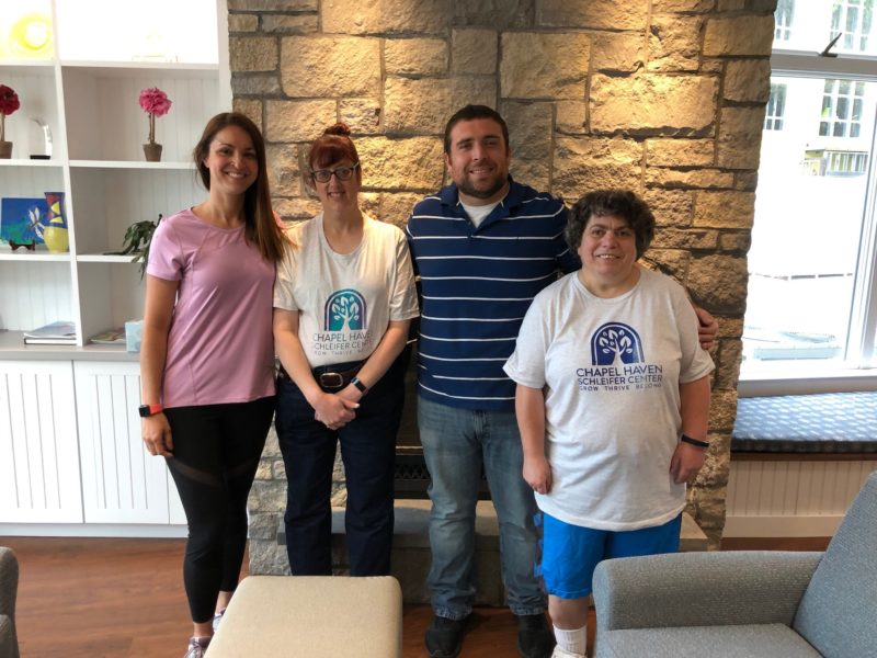 Biggest loser 2019: Ellen Rosenbaum, at far right in photo, placed second in Chapel Haven’s Biggest Loser competition. She is shown with, from left, Trainer Kim Stack, Chapel Haven community member Kimberly LaManna and Chapel Haven teacher Bill Angier