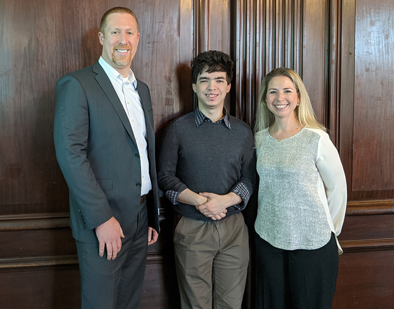 David Minot, publisher of Autism Spectrum News, with Vincent Dante-Maniglia and transition coordinator Katie McDermott