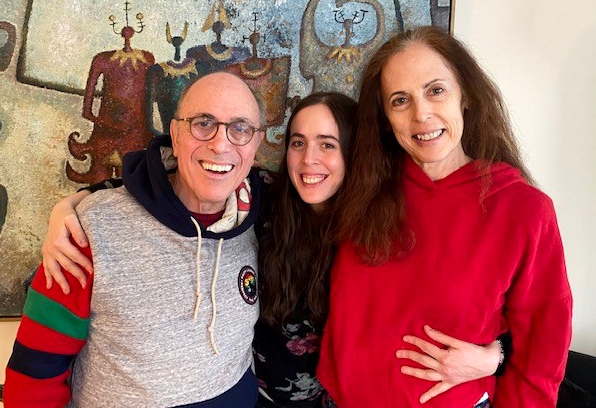 Howard, Samantha and Marguerite Elisofon in their living room