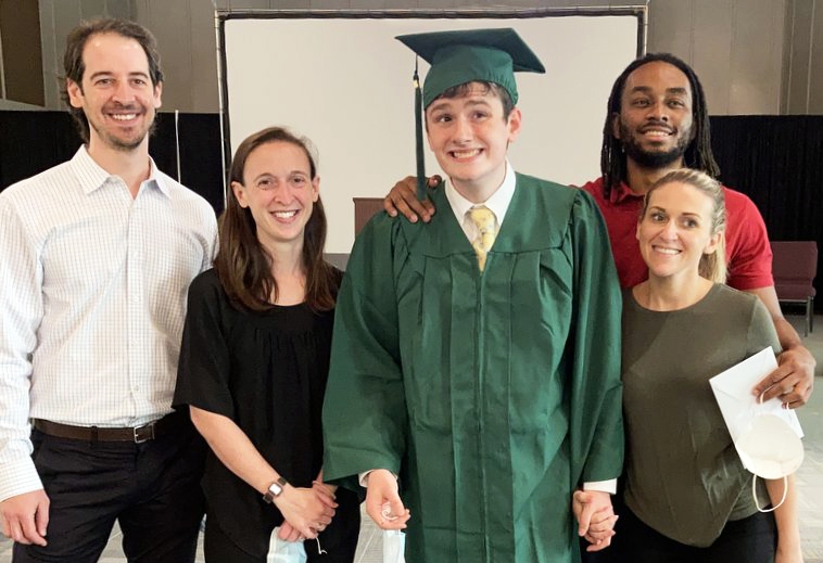 Celebrating Brendan’s graduation in 2021. Brendan is the first graduate of Melmark Carolinas.