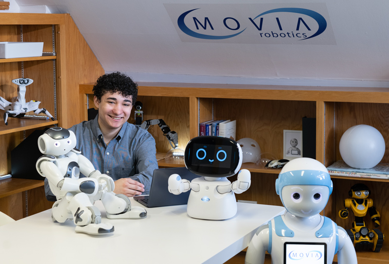 Josias Liam Reynoso at MOVIA Robotics headquarters in Bristol, CT